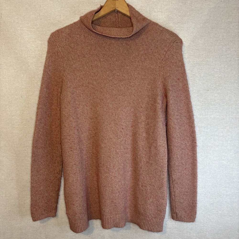 J Jill Womens Sweater‎ Tall Medium Pink Wool Blend Fuzzy Pullover Cozy Long Warm